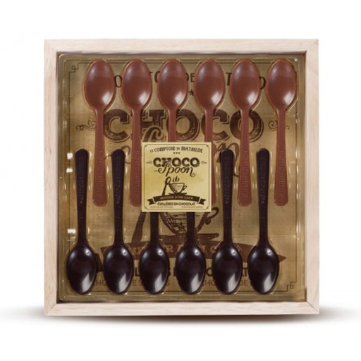 [CFDIV0001] Cuillères en chocolat noir et chocolat au lait