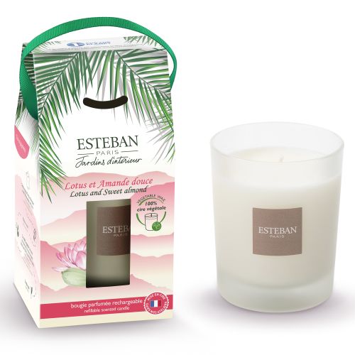 Bougie parfumée et rechargeable lotus et amande douce - Esteban
