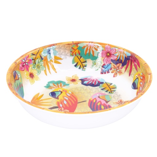 [MPE-15SB] Grande assiette creuse perroquets de Bahia - Les Jardins de La Comtesse