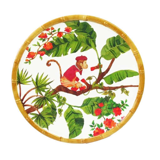 [MJ-01AB] Petite assiette plate à dessert singes de Bali - Les Jardins de La Comtesse
