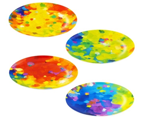Set de 4 Assiettes - Dessert coloré - Pylones