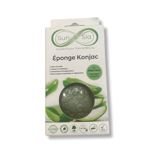 [0350250] Éponge Konjac tous types de peaux à l'Aloe Vera - Sun chine