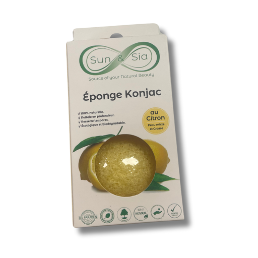 Éponge Konjac au citron peau mixte à grasse - Sunchine