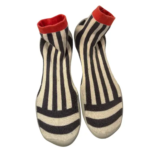 Chausson espadrilles Rayures grise - Collégien 