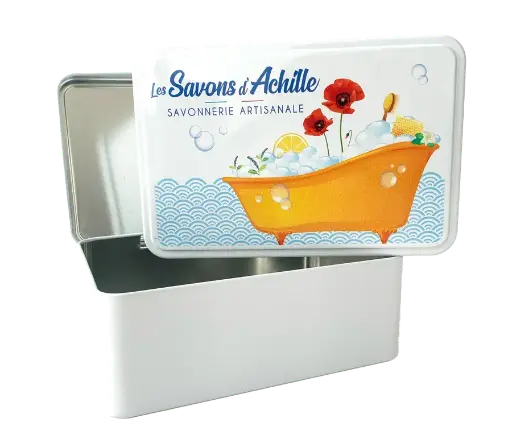 [NEG0005] Boîte coffret métal vide - Les Savons d'Achille