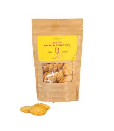 [F1SPP03] Petits Sablés salés Parmesan AOP Poivre- La Sablésienne 