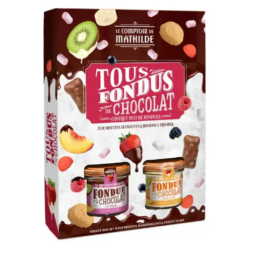 [COFCH0054] Coffret Kit Fondue Chocolats Lait et Blanc - Comptoir de Mathilde