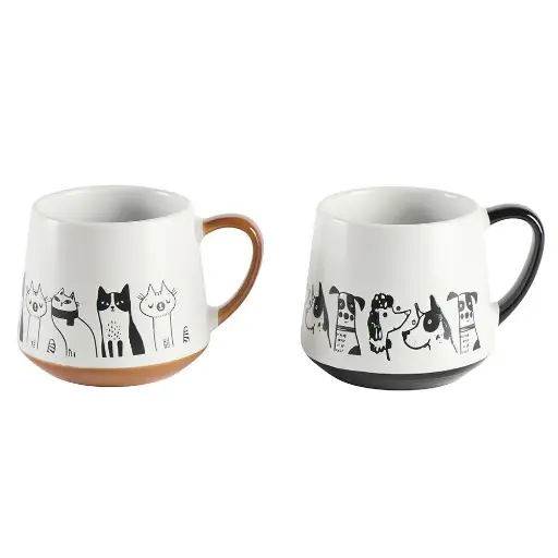[GO016] Mug forme évasée 2 assortis chats/chiens - Country Casa